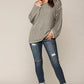 Two-tone Sold Round Neck Sweater Top With Piping Detail