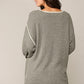 Two-tone Sold Round Neck Sweater Top With Piping Detail