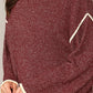 Two-tone Sold Round Neck Sweater Top With Piping Detail