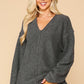 V-neck Solid Soft Sweater Top With Cut Edge