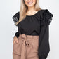 Balloon Sleeve Lace Ruffle Top