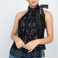 Sleeveless Neck Tie Keyhole Top