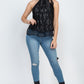 Sleeveless Neck Tie Keyhole Top