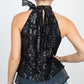 Sleeveless Neck Tie Keyhole Top