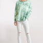 Tie Dye Round Neck Ribbed Button Front Top With Round Hem
