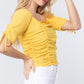 Elbow Slv Smocked Ruched Woven Top