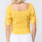 Elbow Slv Smocked Ruched Woven Top