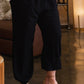 Solid Trousers Woven Elastic Waistband Pants With Drawstrings Details