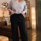Solid Trousers Woven Elastic Waistband Pants With Drawstrings Details