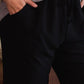 Solid Trousers Woven Elastic Waistband Pants With Drawstrings Details
