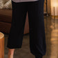 Solid Trousers Woven Elastic Waistband Pants With Drawstrings Details