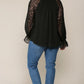 Zebra Burnout Sleeve Ruffled Neck Bubble Crepe Blouse