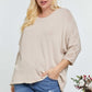 Solid Round Neck 3/4 Sleeve Sweater Top