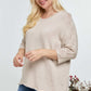 Solid Round Neck 3/4 Sleeve Sweater Top