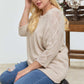 Solid Round Neck 3/4 Sleeve Sweater Top