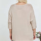 Solid Round Neck 3/4 Sleeve Sweater Top