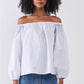 White Multi Shoulder Stitches Off-the-shoulder Long Balloon Sleeve Top
