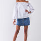 White Multi Shoulder Stitches Off-the-shoulder Long Balloon Sleeve Top