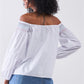 White Multi Shoulder Stitches Off-the-shoulder Long Balloon Sleeve Top