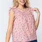 Ruffle Sleeveless Print Woven Top