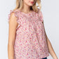 Ruffle Sleeveless Print Woven Top
