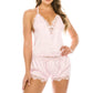 2 Piece Satin Lace Trimed Pj Short Set
