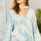 Chocker Neck Surplice Hi-lo Tie-dye Top