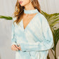 Chocker Neck Surplice Hi-lo Tie-dye Top