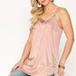 Velvet Mixed Adjustable Strap Round Hem Camisole