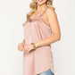 Velvet Mixed Adjustable Strap Round Hem Camisole