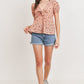Front Tie Floral Waffle Top