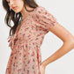 Front Tie Floral Waffle Top