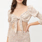 Front Tie Woven Printed Top