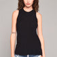 Sleeveless Crew Neck Cut-out Back Detail Longline Top