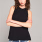 Sleeveless Crew Neck Cut-out Back Detail Longline Top