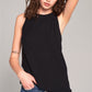 Sleeveless Crew Neck Cut-out Back Detail Longline Top