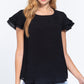 Short Cap Ruffl Slv Woven Top