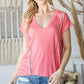 Short Sleeve V Neck Top