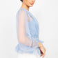 Sheer Mesh Crochet Peplum Top