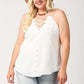 Plunging V-neckline Lattice Top With Scalloped Lace