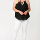 Plunging V-neckline Lattice Top With Scalloped Lace