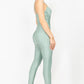 Solid Skinny Cinched Sweetheart Jumpsuit