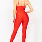 Solid Skinny Cinched Sweetheart Jumpsuit