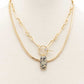Oval Stone Toggle Clasp Layered Necklace