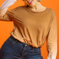 Ombre Print Long Sleeve Top With Gathered Front Detail And Raw Hem