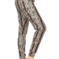 Snakeskin Printed Joggers With Solid Trim, Drawstring Waistband, Waist