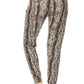 Snakeskin Printed Joggers With Solid Trim, Drawstring Waistband, Waist