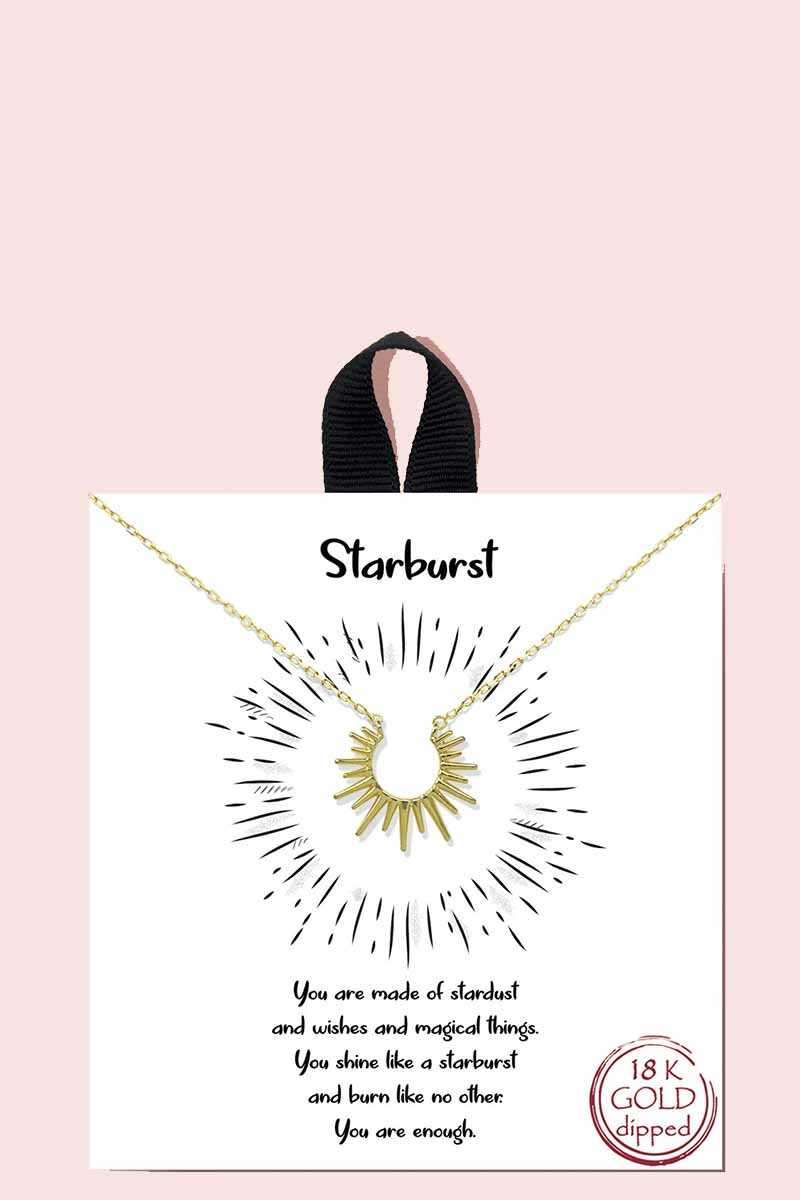 18k Gold Rhodium Dipped Starburst Pendant Necklace