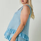 Plus Scoope Neck Sleeveless Ruffle Tunic