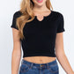 Short Slv Notched Rib Seamless Top